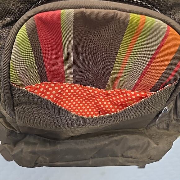 Dakine Womens Prom Pack Backpack Brown Stripes Hiking School Rucksack - Picture 4 of 16